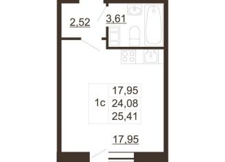 Продаю квартиру студию, 25.4 м2, Гатчина, улица Хохлова, 16