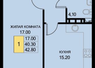 Продается однокомнатная квартира, 42.8 м2, поселок Южный, Казачья улица, 8к2