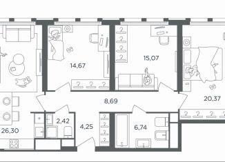 Продам 4-ком. квартиру, 98.5 м2, Москва, ЖК Хедлайнер, Шмитовский проезд, 39к4