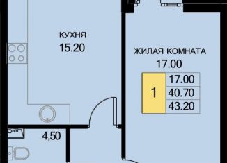 Продам однокомнатную квартиру, 43.2 м2, поселок Южный, Казачья улица, 8к1