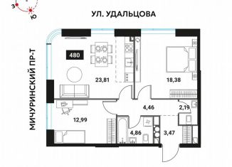 Продам 3-комнатную квартиру, 70.7 м2, Москва, Мичуринский проспект, вл45, метро Проспект Вернадского