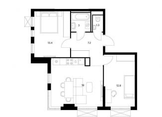 Продаю 2-ком. квартиру, 56.7 м2, Татарстан