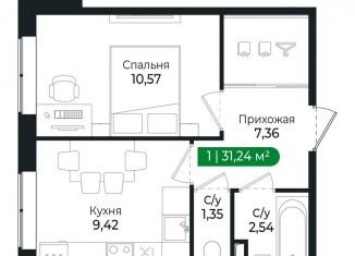 Продается 1-комнатная квартира, 31.2 м2, Сертолово