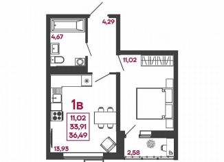 Продается однокомнатная квартира, 36.5 м2, Пензенская область, улица Измайлова, 41В