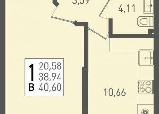 Продается однокомнатная квартира, 40.6 м2, посёлок Берёзовый