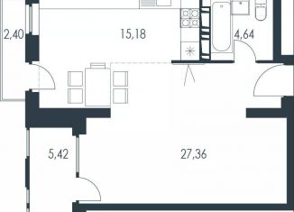 Продаю квартиру студию, 50.6 м2, Волгоград