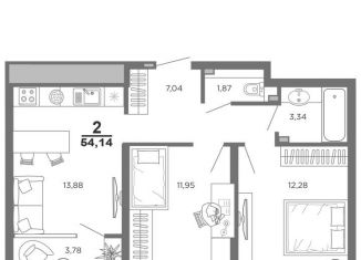 Продажа 2-ком. квартиры, 54.1 м2, Рязань, Октябрьский район