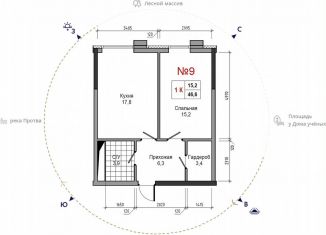 Продажа 1-ком. квартиры, 46.6 м2, Калужская область