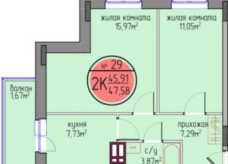 Продажа 2-комнатной квартиры, 45.9 м2, Пермский край, улица Худанина