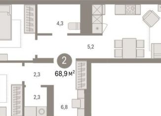 Продажа 2-ком. квартиры, 71.6 м2, рабочий посёлок Краснообск, ЖК Пшеница, Центральная улица, 10/3