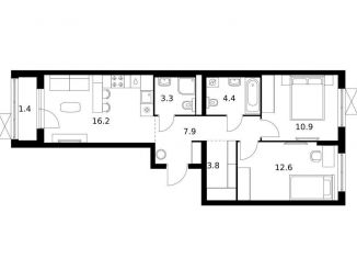 Продается 2-комнатная квартира, 60.5 м2, Ярославль, ЖК Волга Парк