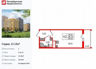 Продам квартиру студию, 25.2 м2, Санкт-Петербург, Приморский район