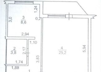 Продам 1-ком. квартиру, 44.6 м2, село Михайловка, Промышленная улица, 4
