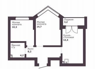 Продаю двухкомнатную квартиру, 51.9 м2, Екатеринбург, Орджоникидзевский район