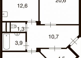 Продам 2-ком. квартиру, 72.4 м2, деревня Ивановское, улица Семёна Гордого, 3