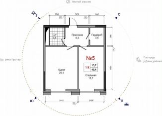 Продается 1-комнатная квартира, 49.4 м2, Калужская область