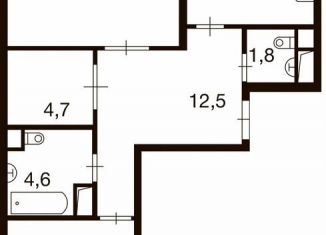 Продам 2-ком. квартиру, 72.1 м2, деревня Ивановское, улица Семёна Гордого, 3