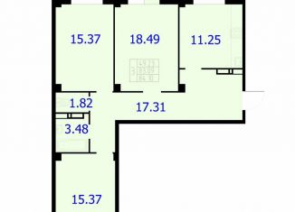 Продается трехкомнатная квартира, 84.1 м2, Красноярск, Северное шоссе, 50А, Центральный район