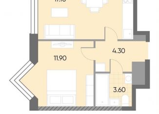 Однокомнатная квартира на продажу, 36.9 м2, Москва