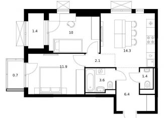 Продам 2-ком. квартиру, 51.8 м2, Татарстан