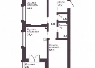 Продаю двухкомнатную квартиру, 51.4 м2, Екатеринбург, метро Уралмаш