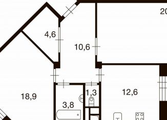 Продается двухкомнатная квартира, 72.5 м2, деревня Ивановское, улица Семёна Гордого, 3