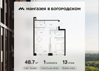 Продаю однокомнатную квартиру, 48.7 м2, Москва