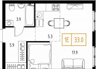 Продается однокомнатная квартира, 33 м2, рабочий посёлок Заречье