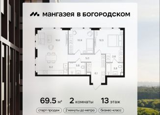 Продажа двухкомнатной квартиры, 69.5 м2, Москва, район Богородское, Открытое шоссе, вл9