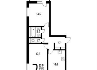 Продается 2-комнатная квартира, 64.1 м2, Москва, СНТ Родник, 203