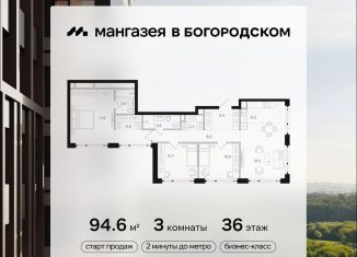 Продается 3-комнатная квартира, 94.6 м2, Москва, Открытое шоссе, вл9