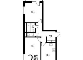 Продается 2-ком. квартира, 64.1 м2, Москва, СНТ Родник, 203