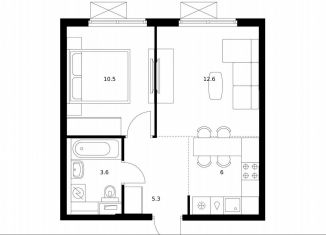 Продам однокомнатную квартиру, 38 м2, Москва, метро Стахановская, жилой комплекс Волжский Парк, 5.3