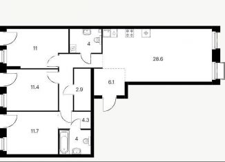 Продается 3-ком. квартира, 88 м2, Казань, улица Сибгата Хакима, 51, ЖК Столичный