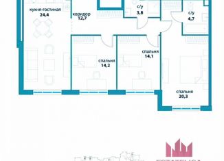 3-комнатная квартира на продажу, 94.2 м2, Москва, район Раменки, улица Василия Ланового, 5