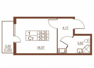 Продам квартиру студию, 23.4 м2, Санкт-Петербург, Московское шоссе, 262к4