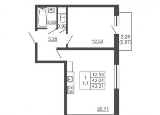 Продаю 1-ком. квартиру, 43 м2, Ленинградская область, Западный проезд, 10/1к2