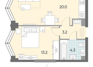 Продается 1-комнатная квартира, 40.7 м2, Москва, Даниловский район, жилой комплекс Зиларт, 21/22