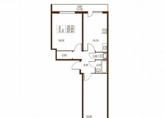 Продам 2-комнатную квартиру, 67.4 м2, Санкт-Петербург, Московское шоссе, 262к1