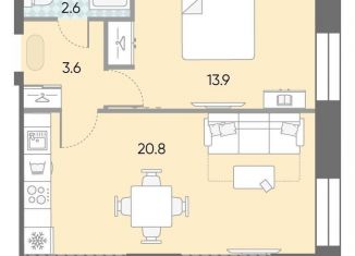 Продам 1-комнатную квартиру, 40.9 м2, Москва, жилой комплекс Зиларт, 18/19/27, метро Тульская