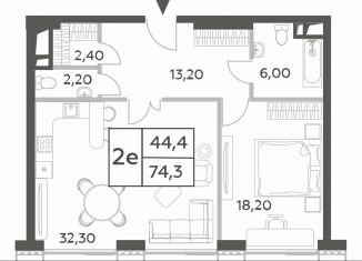 Продажа однокомнатной квартиры, 74.3 м2, Москва, район Раменки, проспект Генерала Дорохова, вл1к1