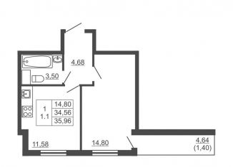 Продам 1-комнатную квартиру, 36 м2, Ленинградская область, Западный проезд, 10/1к2