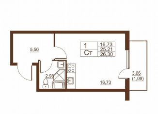 Продам квартиру студию, 26.3 м2, Санкт-Петербург, Московское шоссе, 262к1