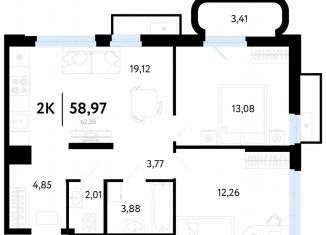 Продам 2-ком. квартиру, 59 м2, Тюмень, Калининский округ