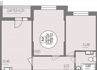 Продается 2-ком. квартира, 53 м2, Краснодар, Карасунский округ