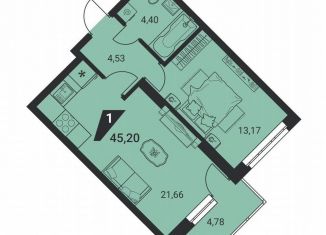 Продам 1-комнатную квартиру, 45.2 м2, Екатеринбург, улица Громова, 26, ЖК Миллениум