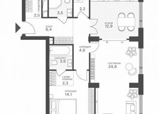 Продается 2-ком. квартира, 77.1 м2, Москва, Крылатская улица, 33к1, метро Молодёжная