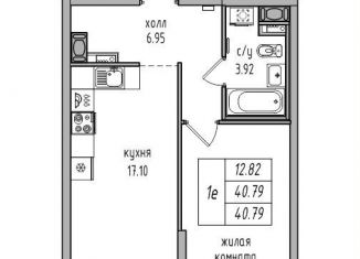 Продается 1-комнатная квартира, 40.5 м2, посёлок Парголово, Заречная улица, 50