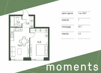 Продам 1-ком. квартиру, 37.7 м2, Москва, жилой комплекс Моментс, к2.2, станция Стрешнево