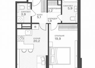 Продам 1-ком. квартиру, 59.1 м2, Москва, метро Молодёжная, Крылатская улица, 33к1